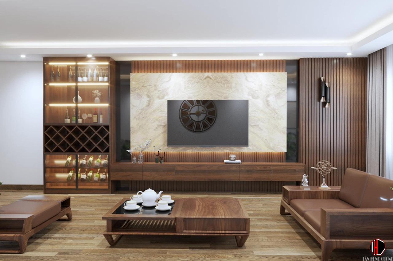 Báo giá Tấm nhựa giả gỗ ốp tường, ốp trần đẹp giá rẻ - Phân loại và Ứng dụng tấm nhựa vân gỗ 15 vach tivi 2