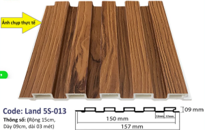 Báo giá Tấm nhựa giả gỗ ốp tường, ốp trần đẹp giá rẻ - Phân loại và Ứng dụng tấm nhựa vân gỗ 8 tam op lam song Land 5S 013 1