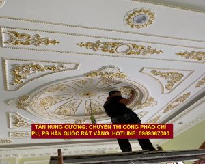 Báo giá thi công phào chỉ nhựa PU, PS Hàn Quốc, Phào dát vàng Tân Cổ Điển 58 thi cong phao chi 43A